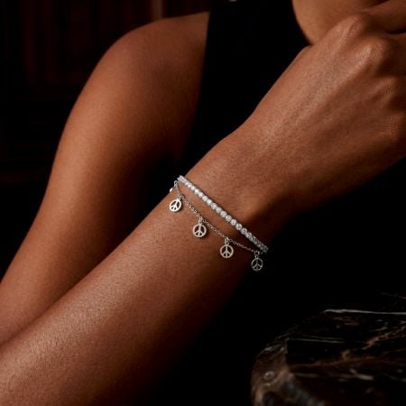 Handmade Silver Jewelry Peace Charm Bracelet